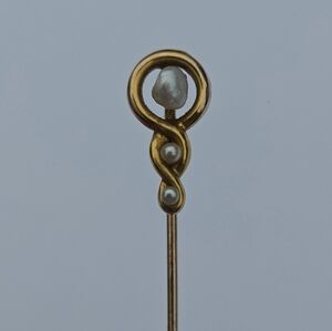 Antique Art Nouveau 10k Yellow Gold Seed Pearl Stick Pin Brooch 1g